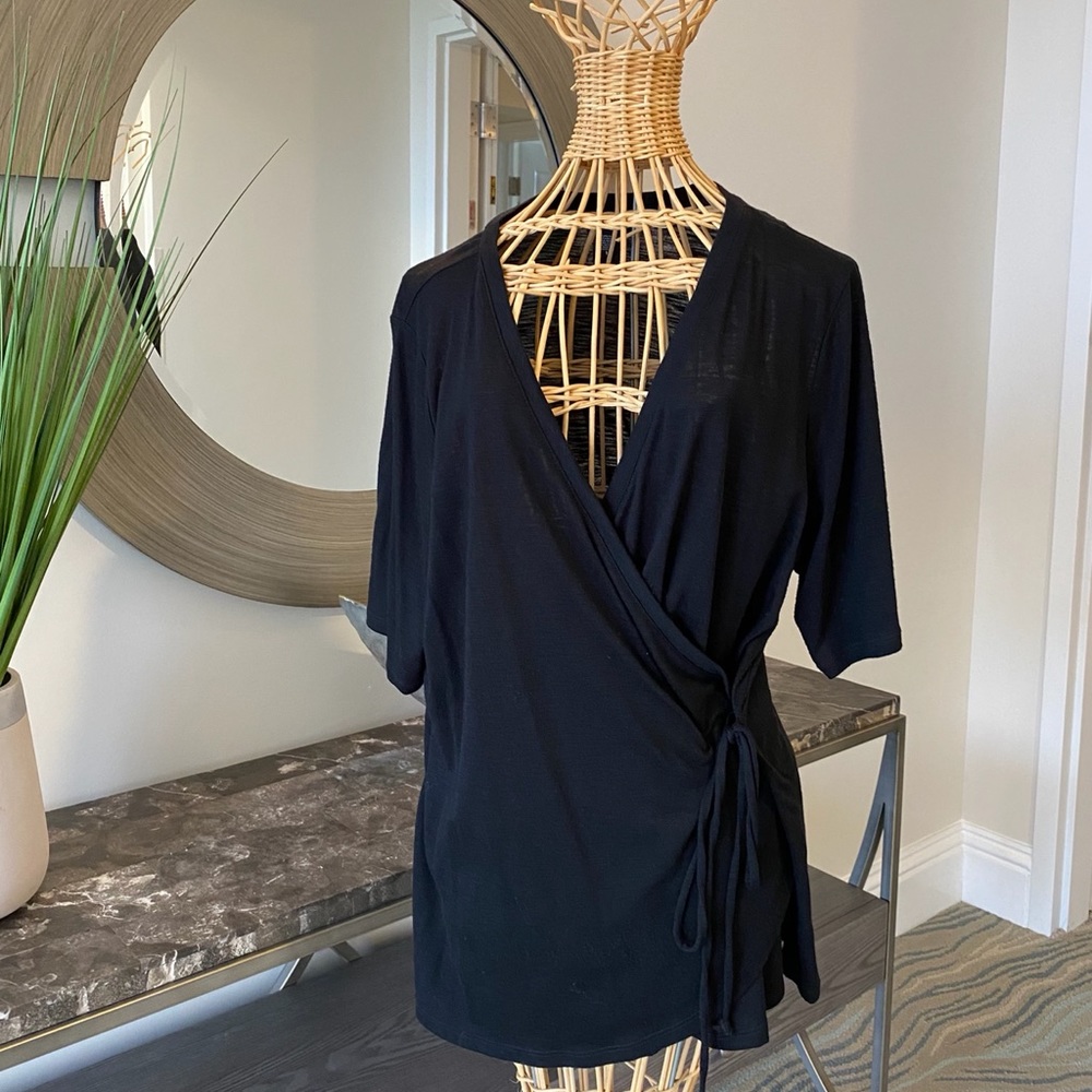 Torrid Black side Tie V neck blouse. 1XL